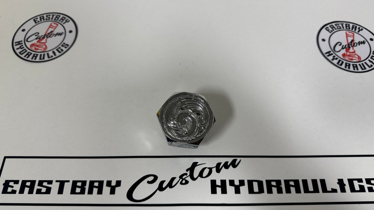 Chrome & Engraved 3/8 FAT ALUM Tank Plug