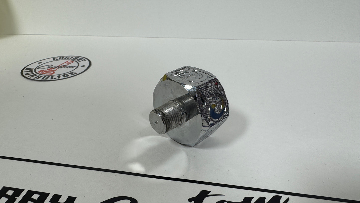 Chrome & Engraved 3/8 FAT ALUM Tank Plug